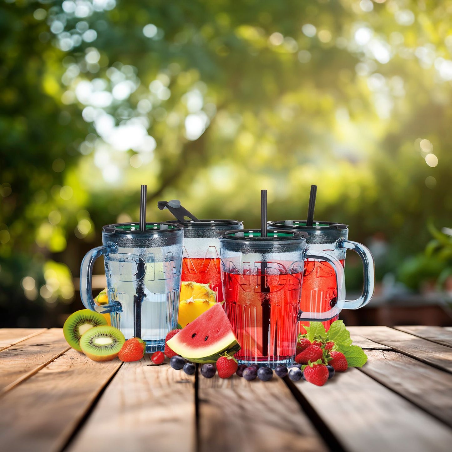 Set of 4 drinking glasses with handles