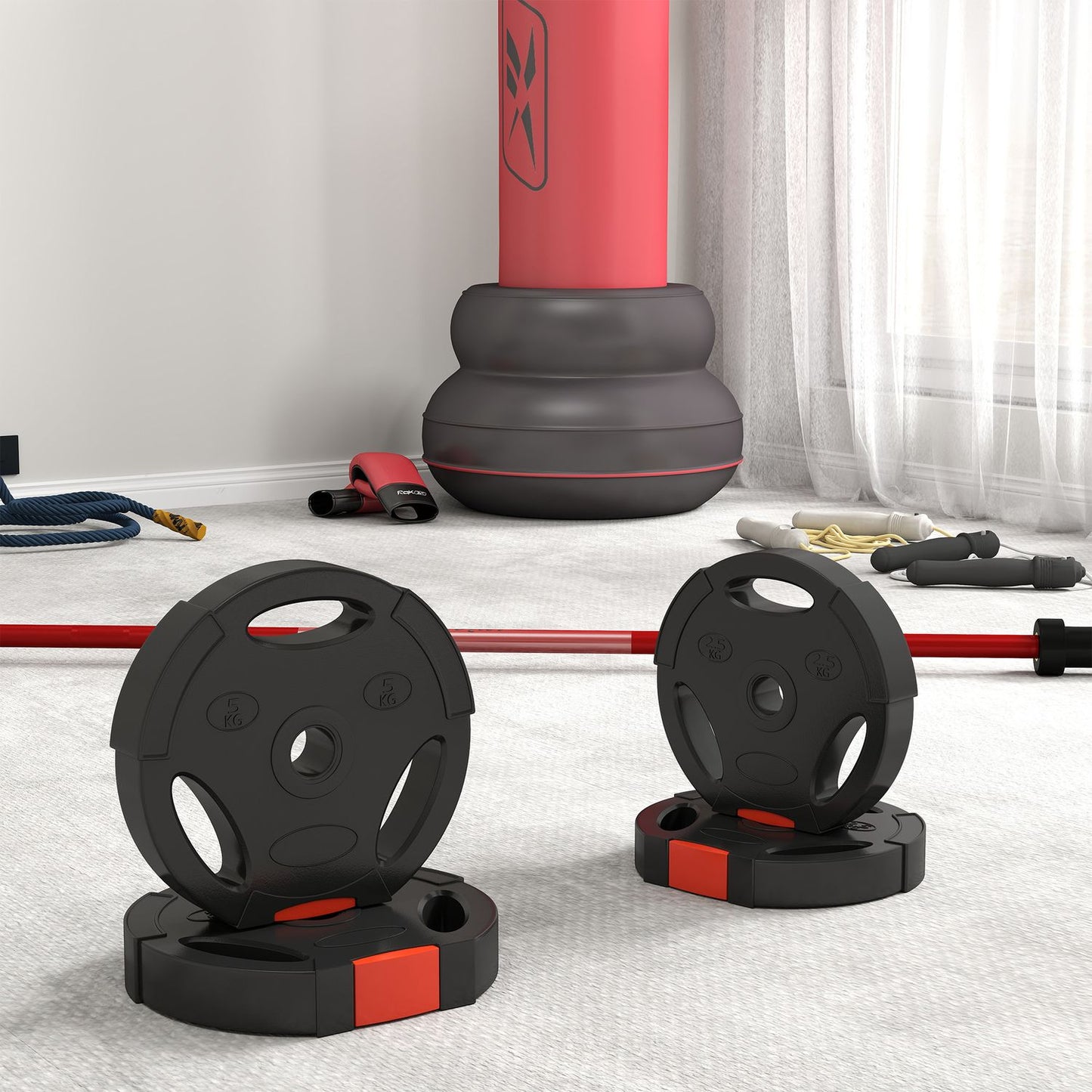 Dumbbell Weight Set, 2 x 2.5kg/5kg, 2.5cm Bar compatible