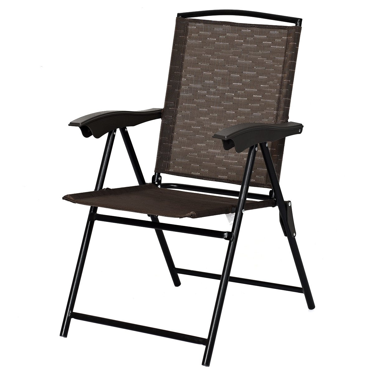 Set of 4 folding chairs, high-back garden chairs, folding chairs, 69 x 54 cm x 90 cm, brown
