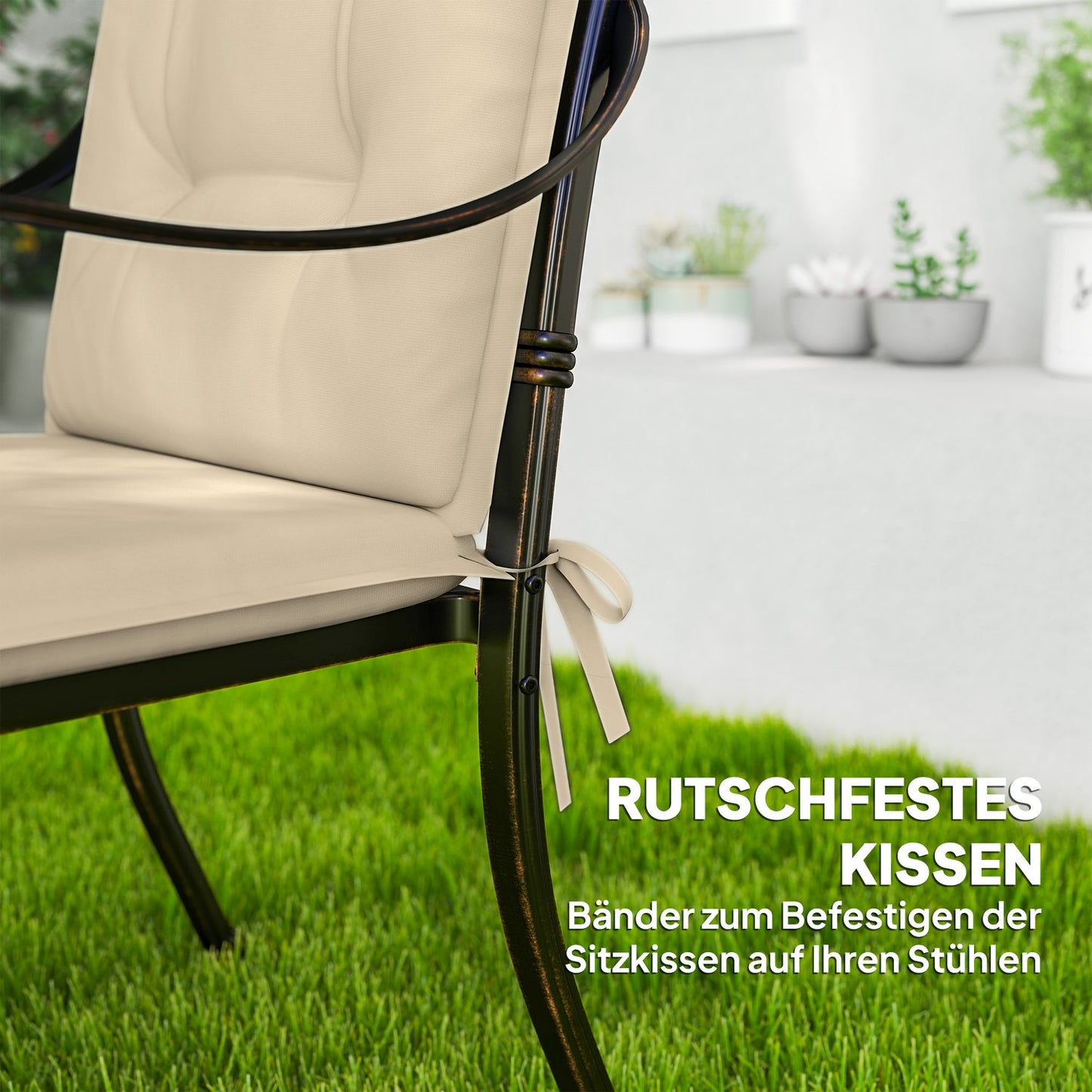 Beige seat cushion set, 108x50x5 cm, indoor/outdoor use