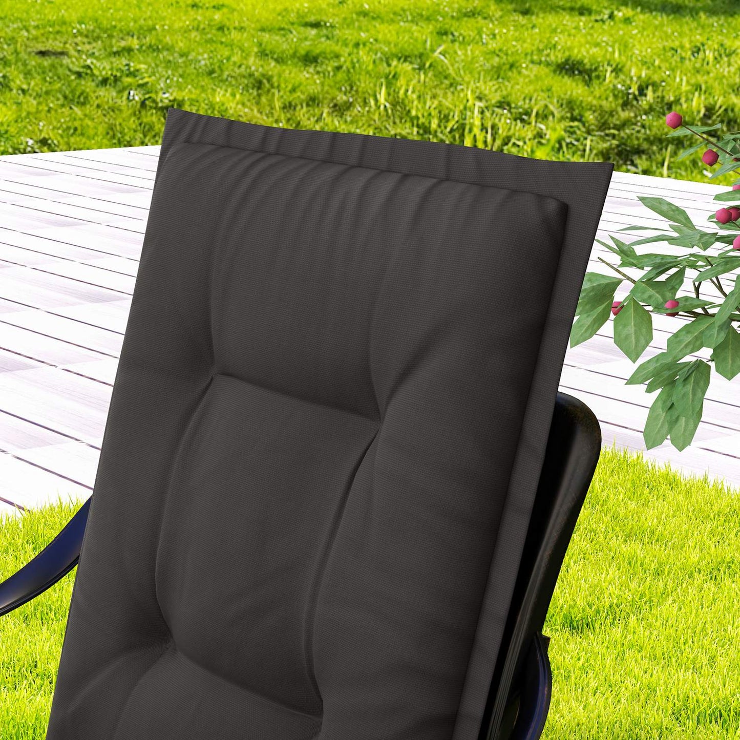 Dark gray Outdoor Indoor cushions, Set of 4, 108x50x5 cm