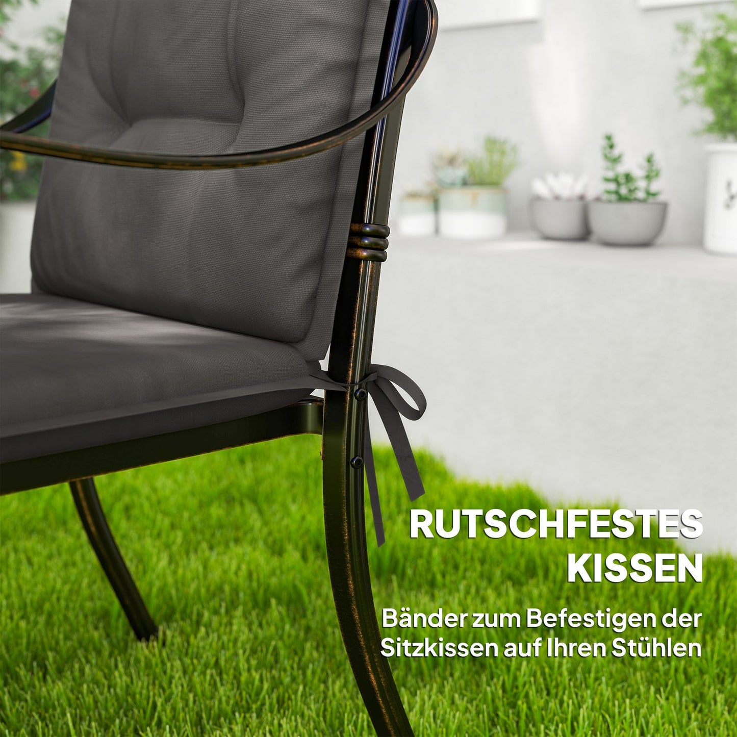 Dark gray Outdoor Indoor cushions, Set of 4, 108x50x5 cm