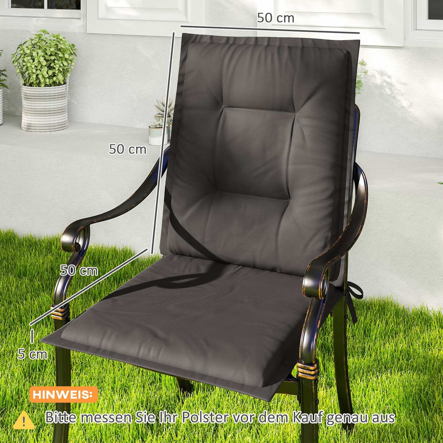 Dark gray Outdoor Indoor cushions, Set of 4, 108x50x5 cm