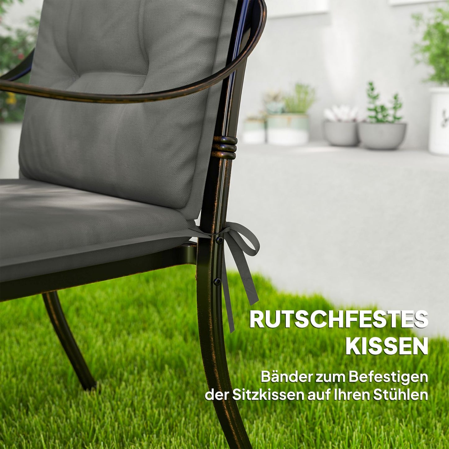 Light gray outdoor/indoor chair cushions, set of 4, 108x50x5 cm