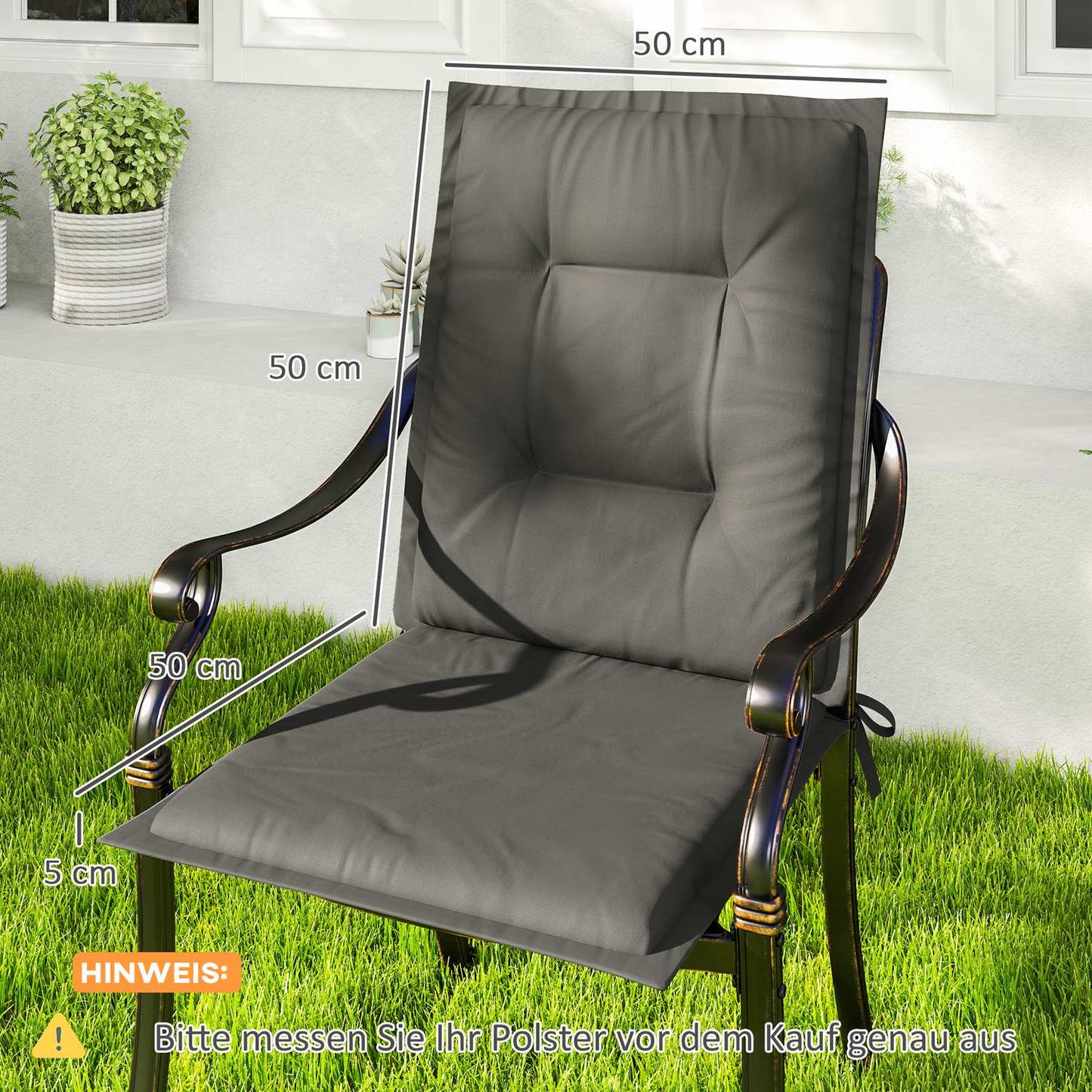 Light gray outdoor/indoor chair cushions, set of 4, 108x50x5 cm