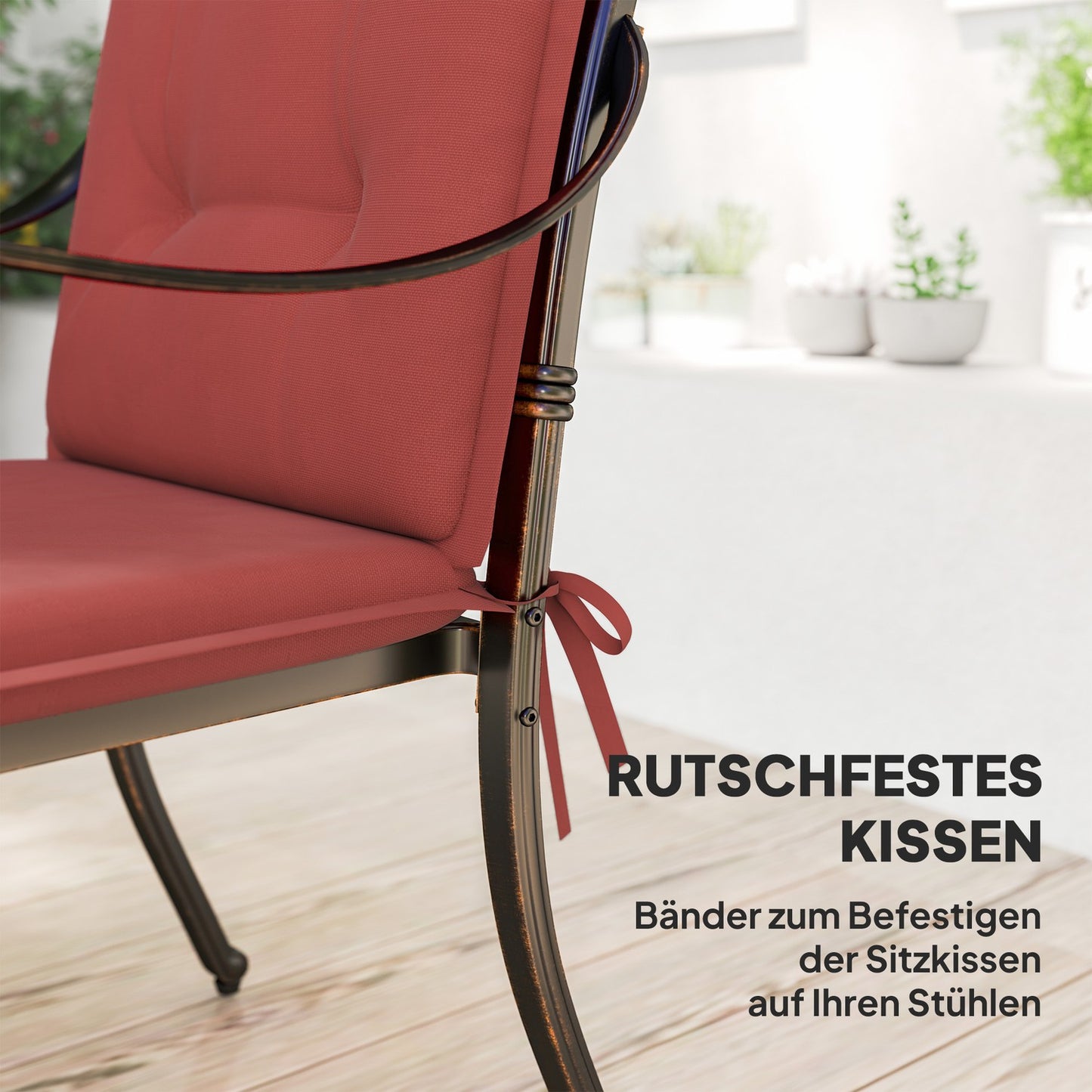 Burgundy chair & bench cushions, 108x50x5 cm, indoor/outdoor