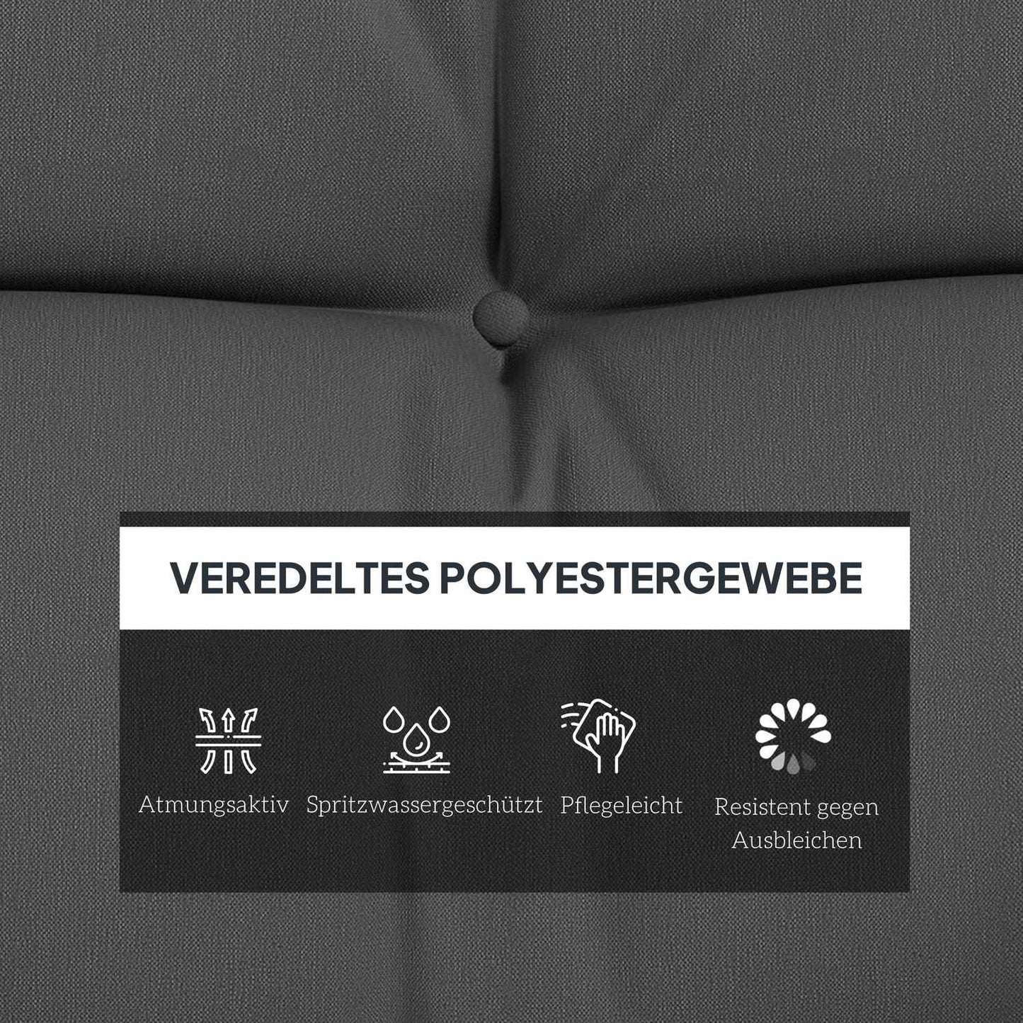 Water-repellent dark gray seat cushions, 150x50 cm, set of 4