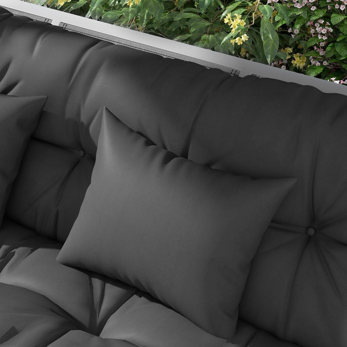 Water-repellent dark gray seat cushions, 150x50 cm, set of 4