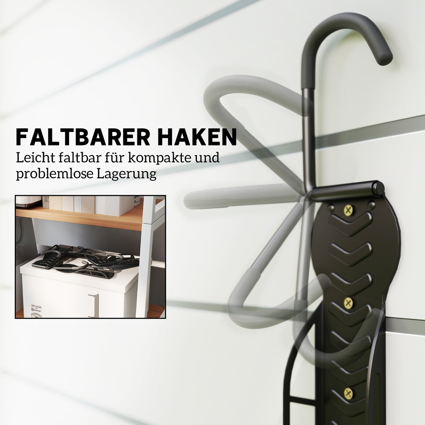 Vertical Bike Wall Mount Kit, Collapsible, Holds 30kg, Black