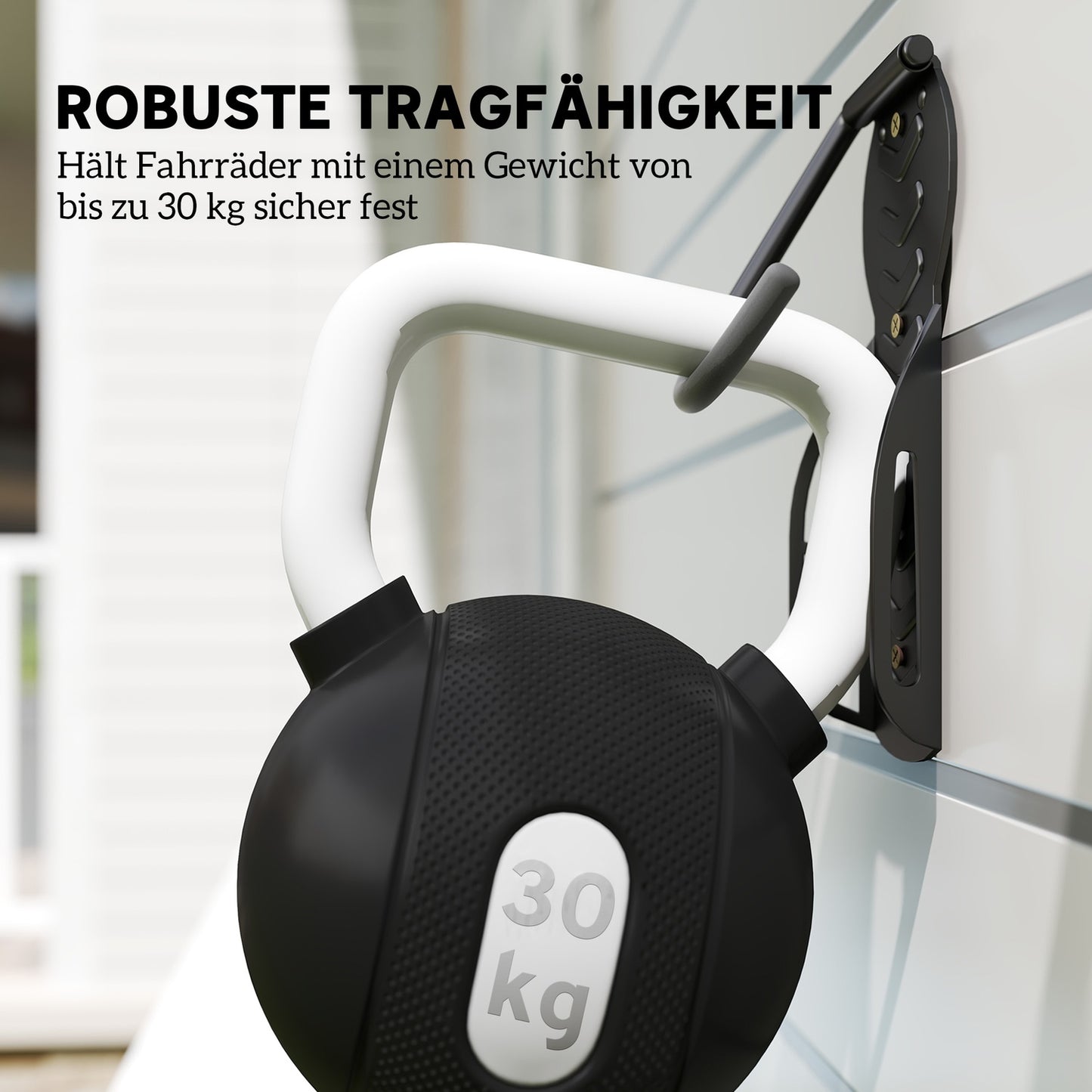 Vertical Bike Wall Mount Kit, Collapsible, Holds 30kg, Black