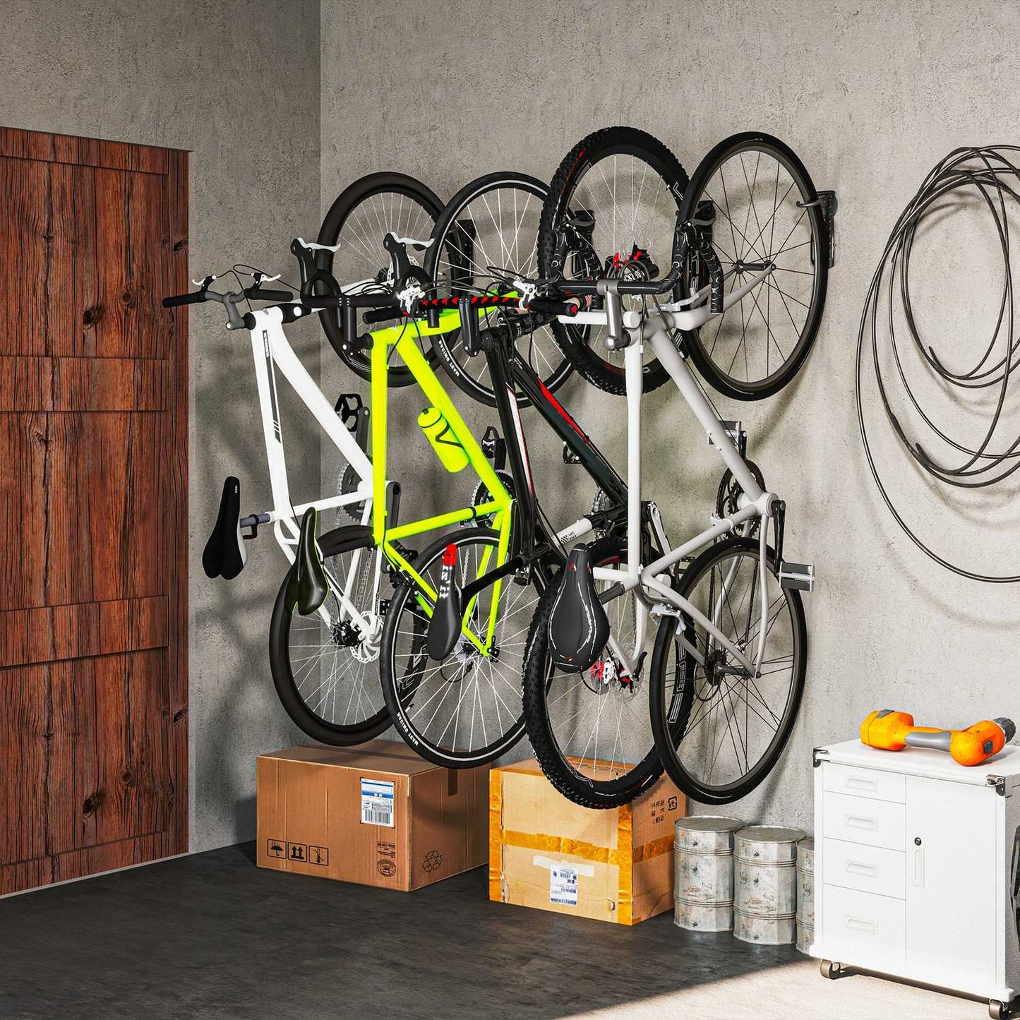 Vertical Bike Wall Mount Kit, Collapsible, Holds 30kg, Black