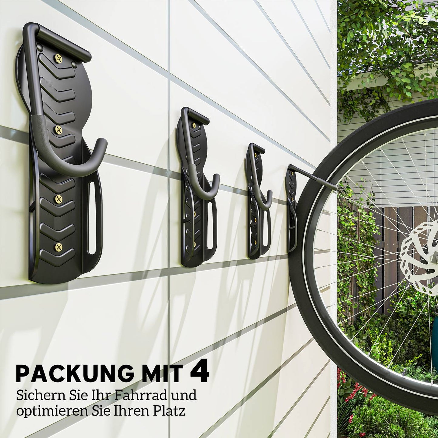 Vertical Bike Wall Mount Kit, Collapsible, Holds 30kg, Black
