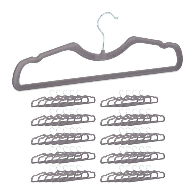Set of 50 flocked coat hangers