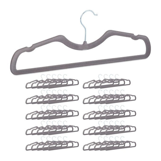 Set of 50 flocked coat hangers
