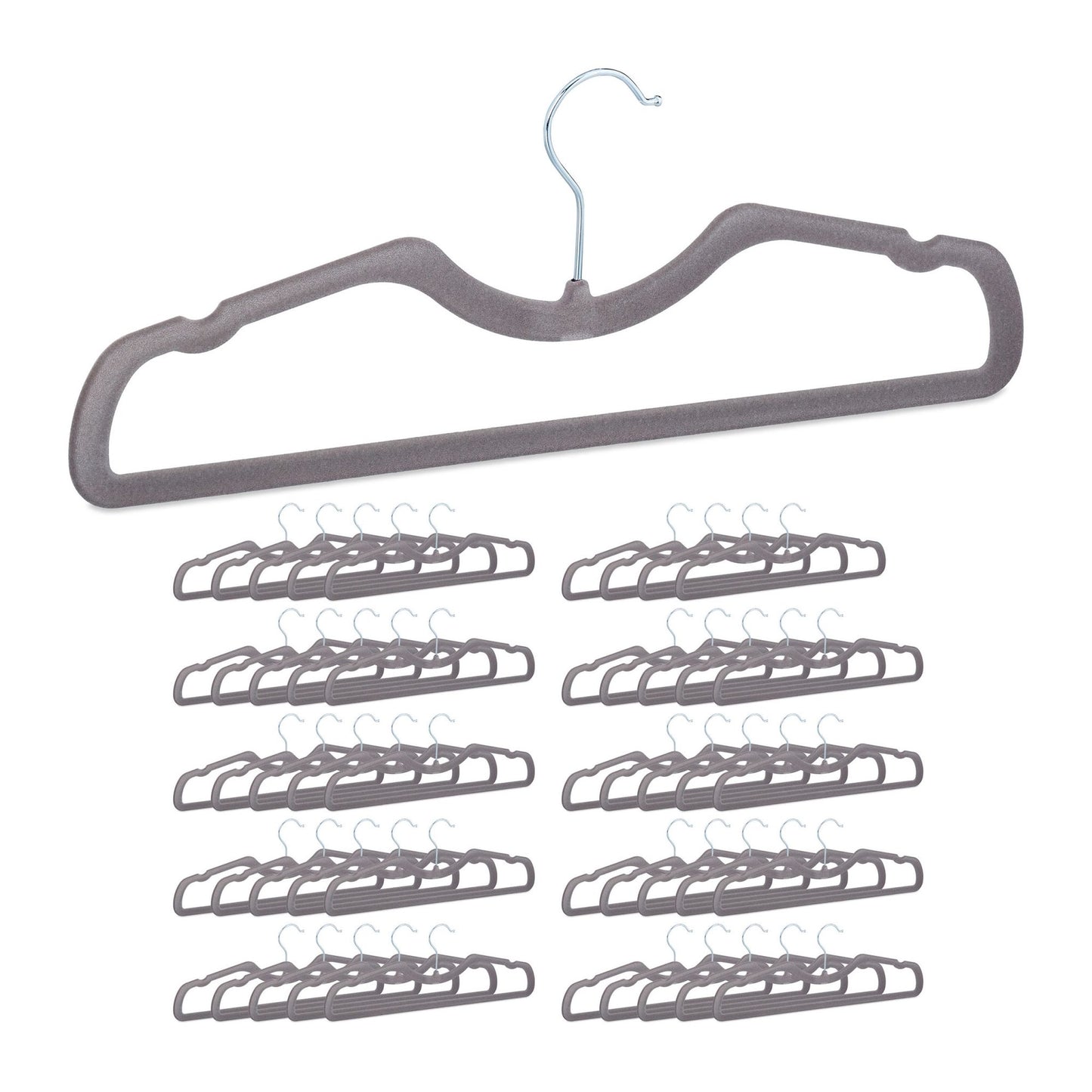 Set of 50 flocked coat hangers