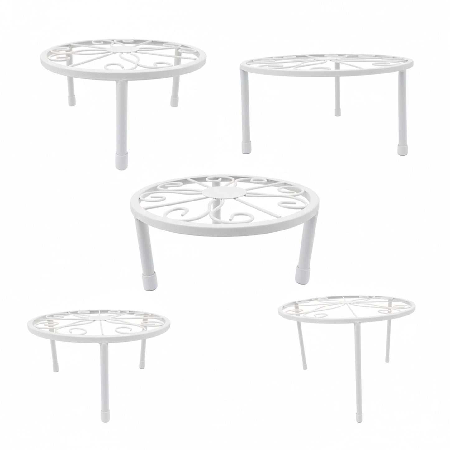 Set of 5 Round Carbon Steel Plant Stands