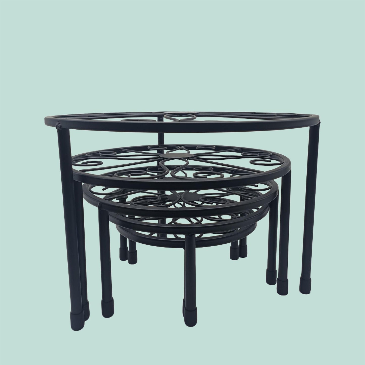 Set of 5 Round Carbon Steel Plant Stands