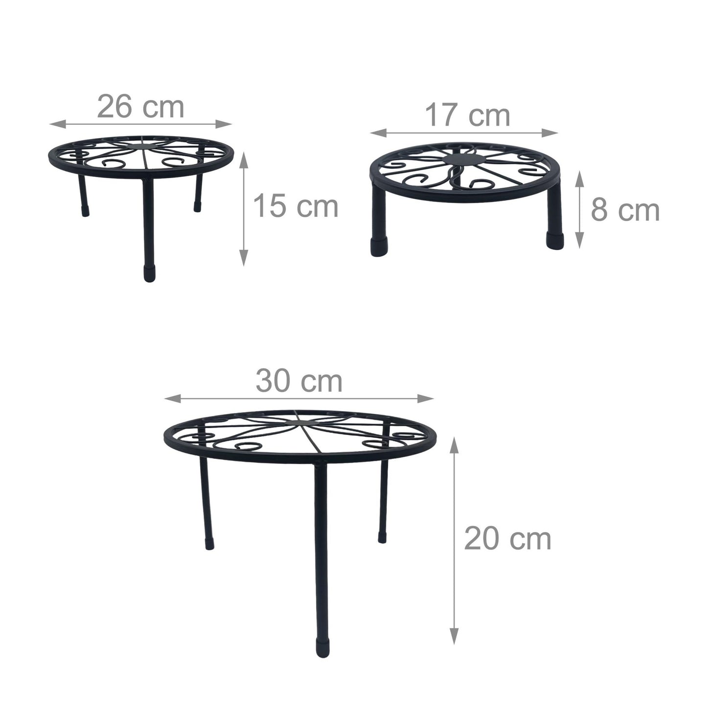 Set of 5 Round Carbon Steel Plant Stands
