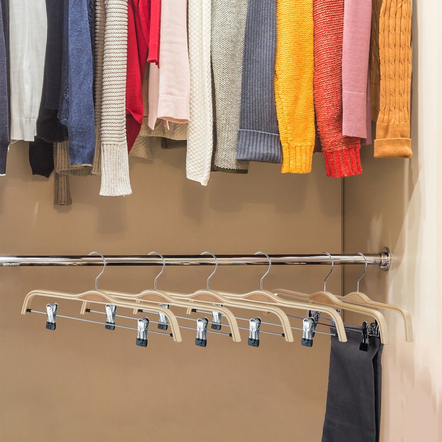 Set of 5 Wooden Pants Hangers