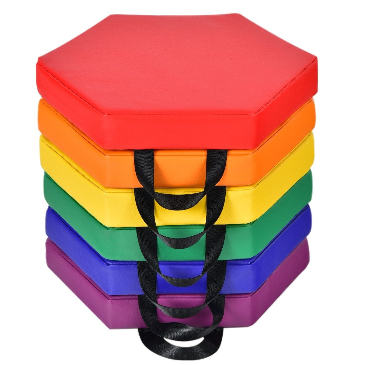 Set of 6 children's chair cushions with handle and zipper, seat cushion, booster seat, main cushion, colorful