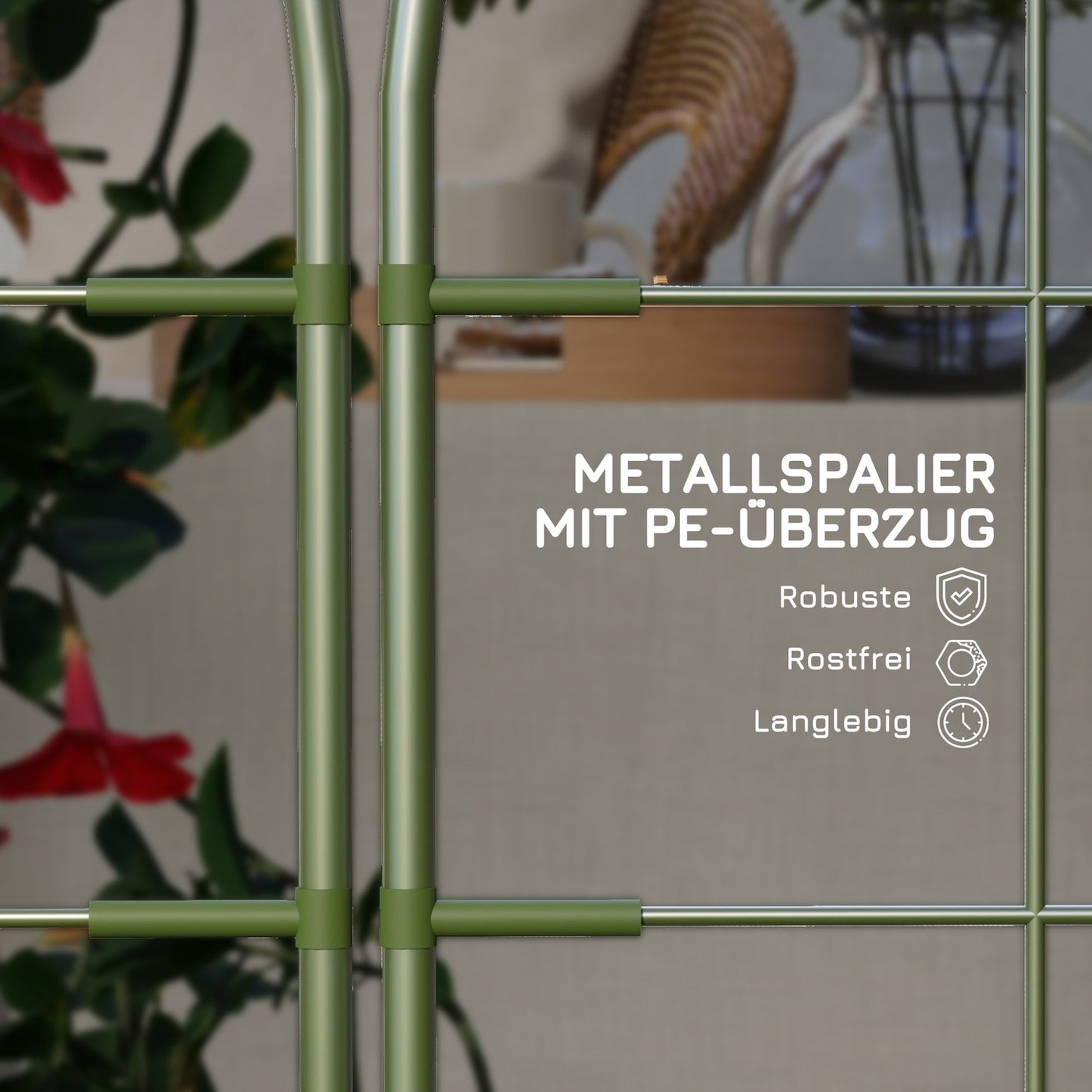 Steel Plant Trellises Set, Weather Resistant & Sturdy, Green