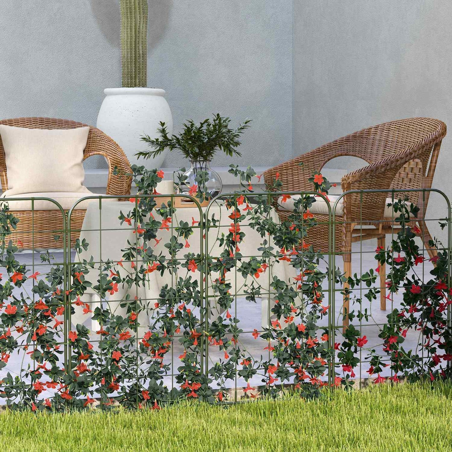 Steel Plant Trellises Set, Weather Resistant & Sturdy, Green