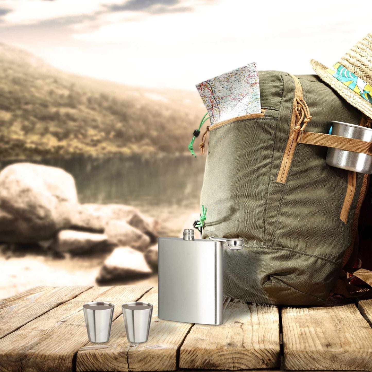 Set of 7 stainless steel spout bottles