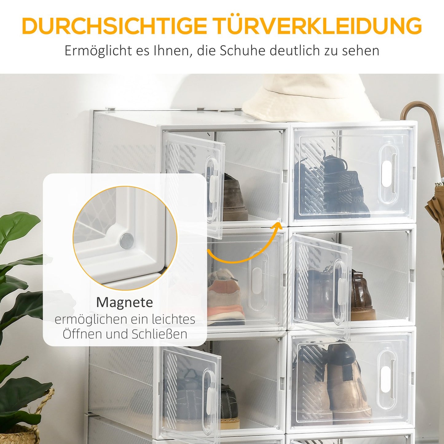 Shoe box set with magnetic doors, fits up to size 45