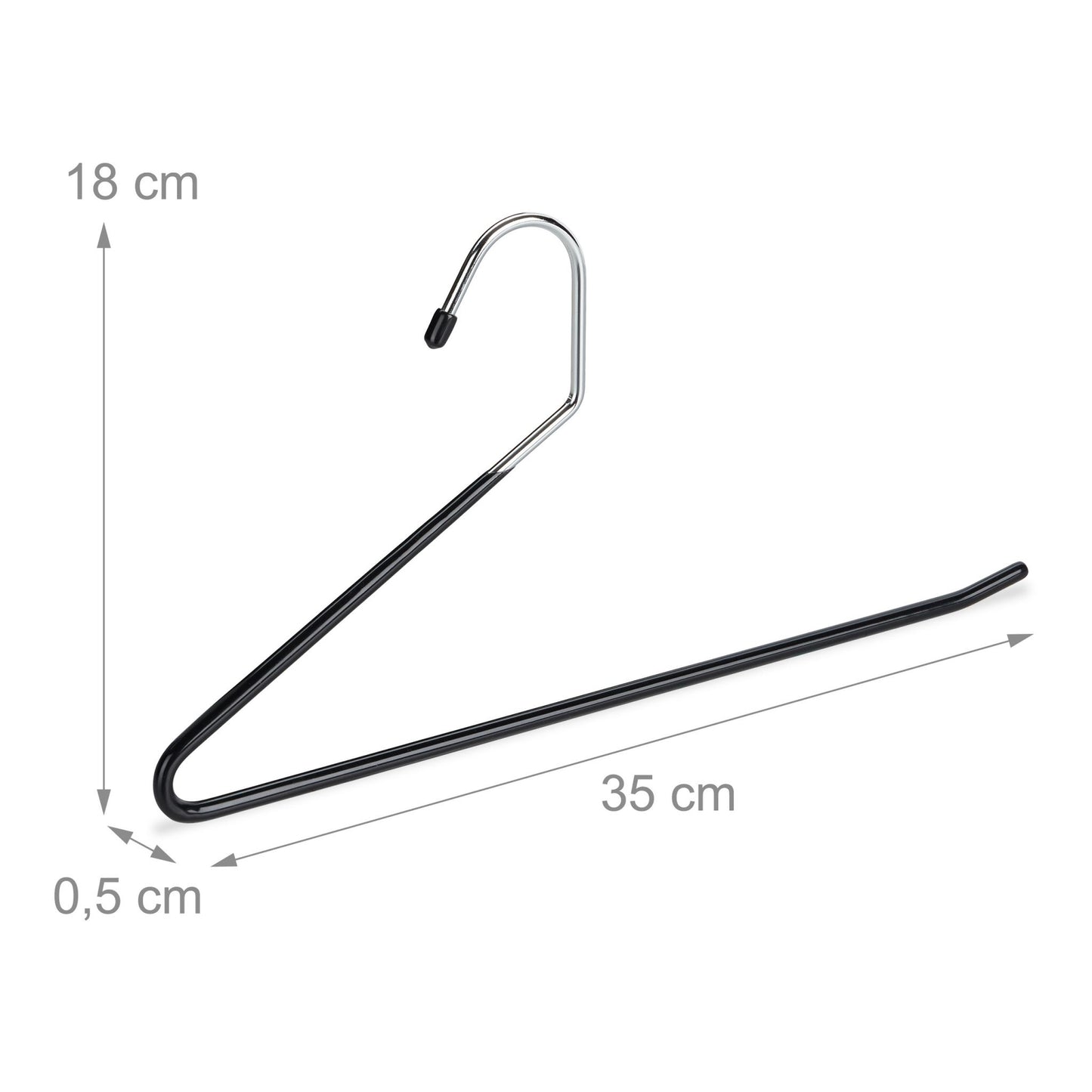 Set of black trouser hangers with non-slip protection