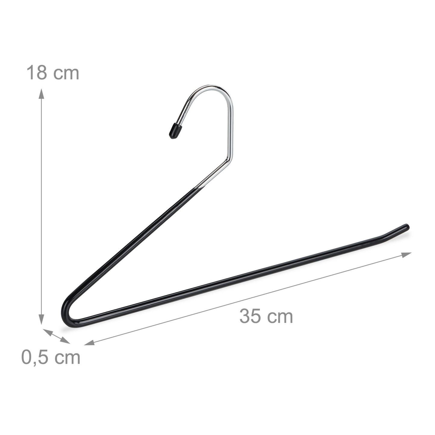 Set of black trouser hangers with non-slip protection