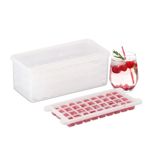 Set of ice cube molds with box and lid