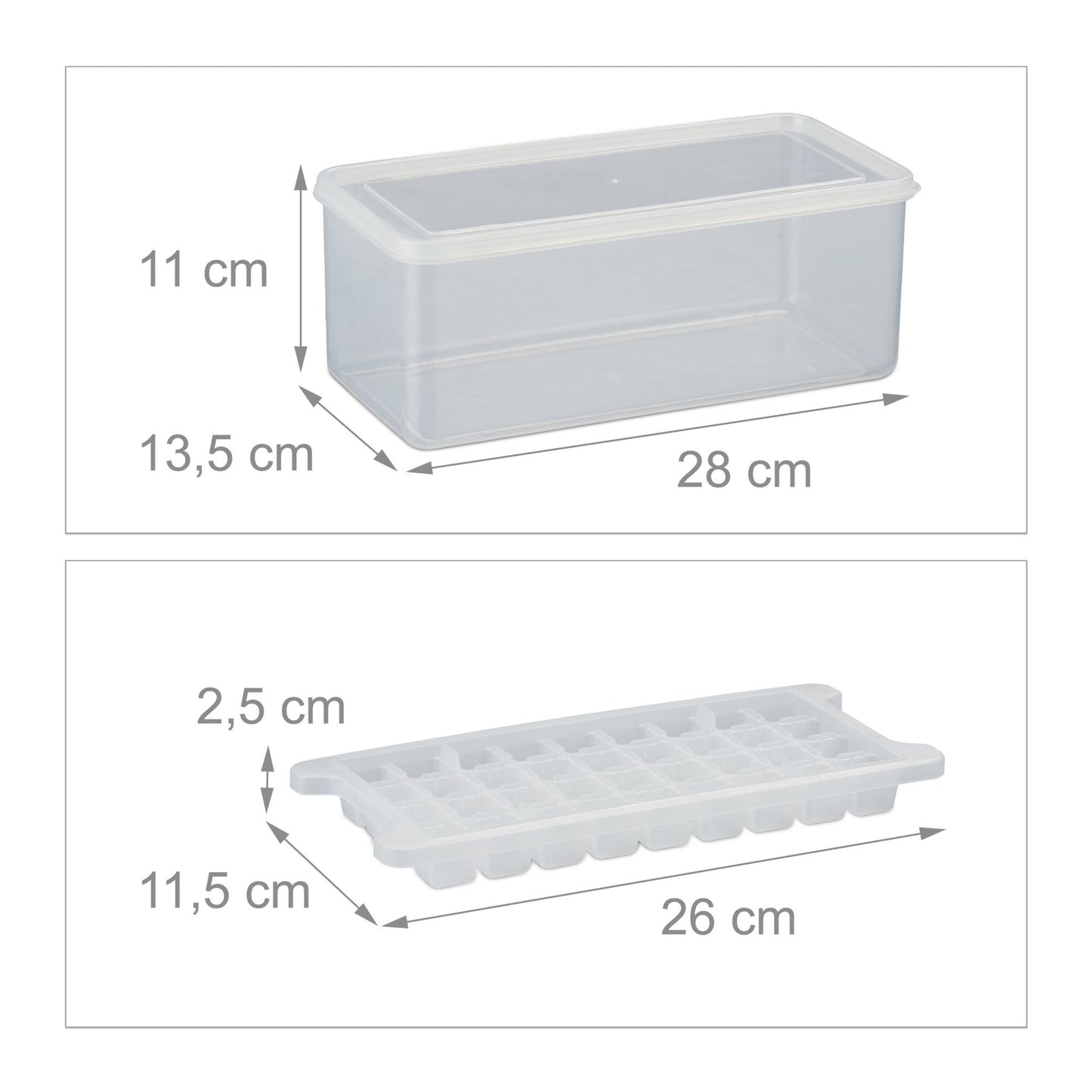 Set of ice cube molds with box and lid