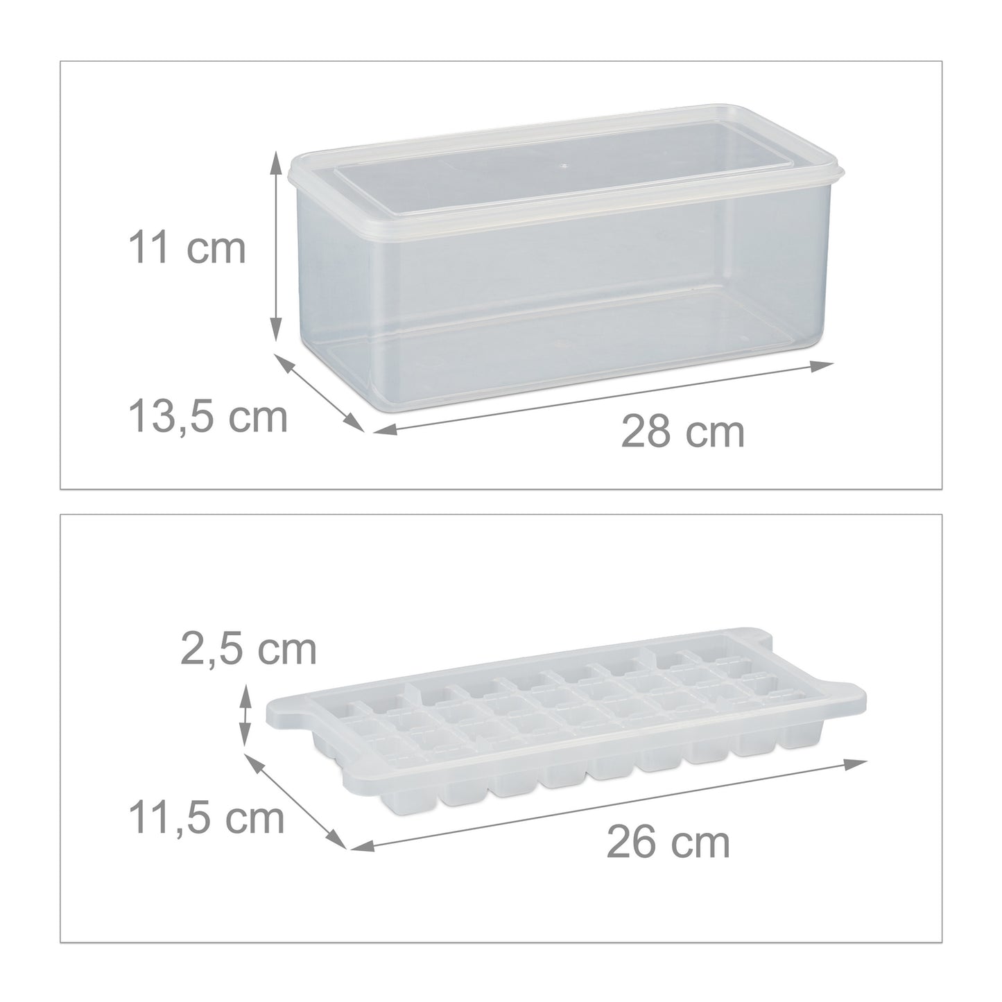 Set of ice cube molds with box and lid