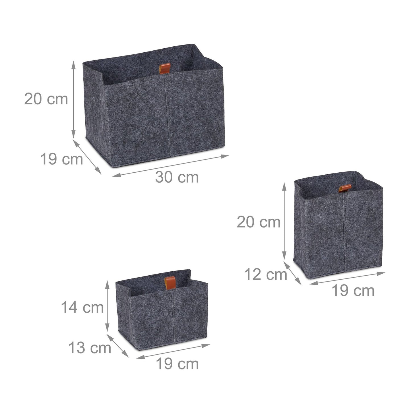 Set of storage baskets in 3 sizes