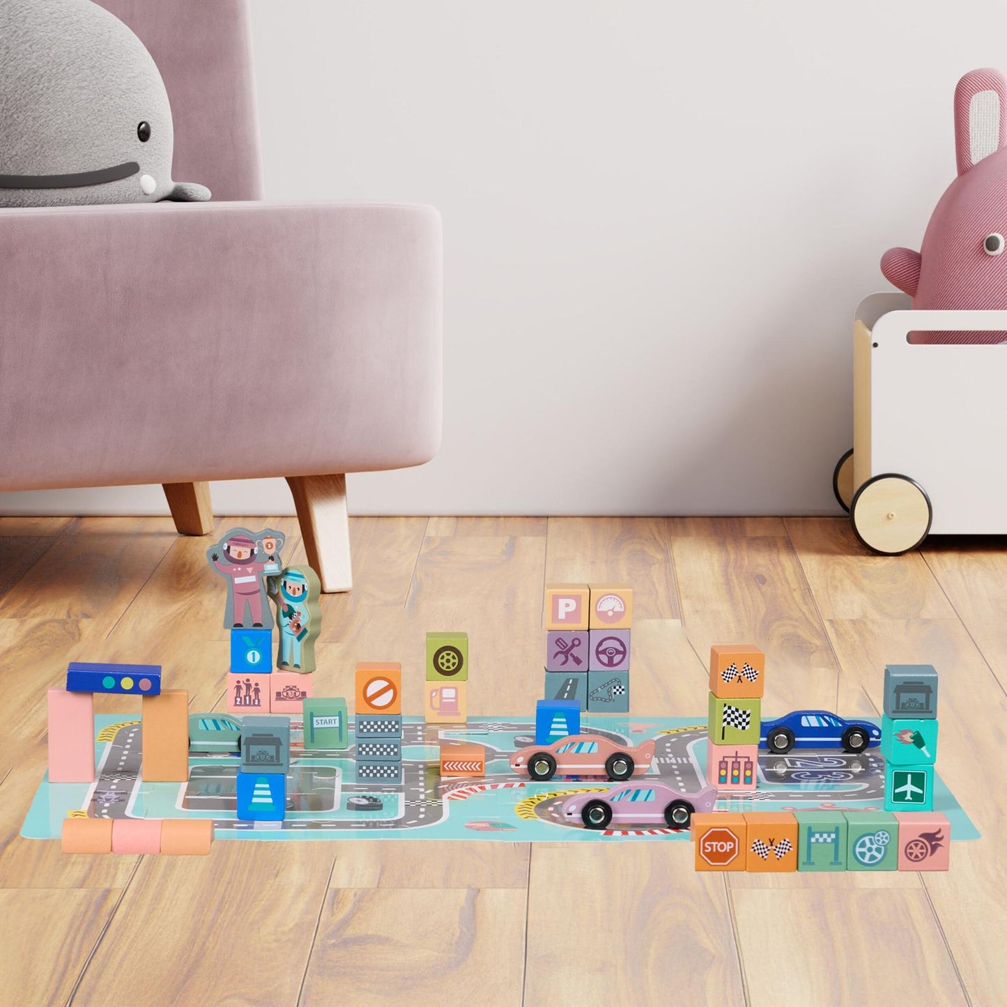Set of wooden building blocks City