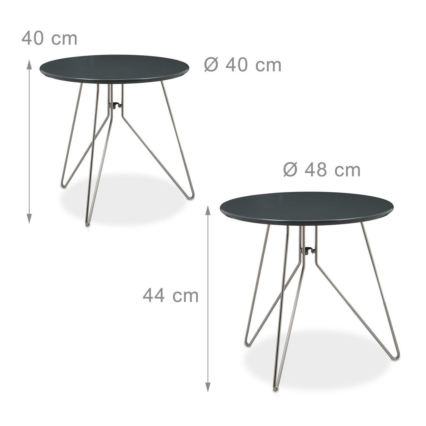 Set table with 3 metal legs