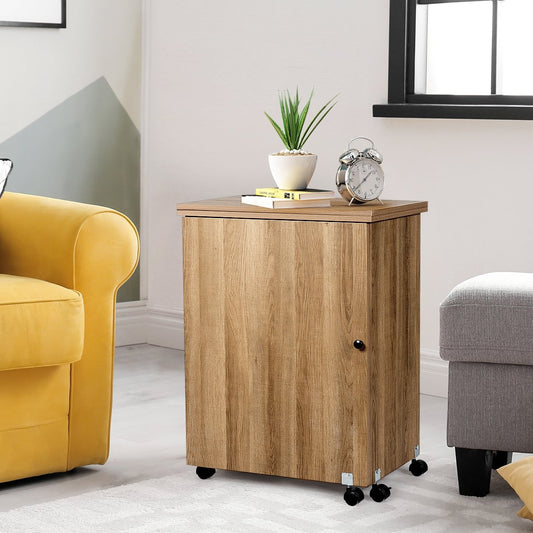 Sewing machine table Foldable sewing table with storage compartments 118.5 x 40 x 79.5 cm Natural
