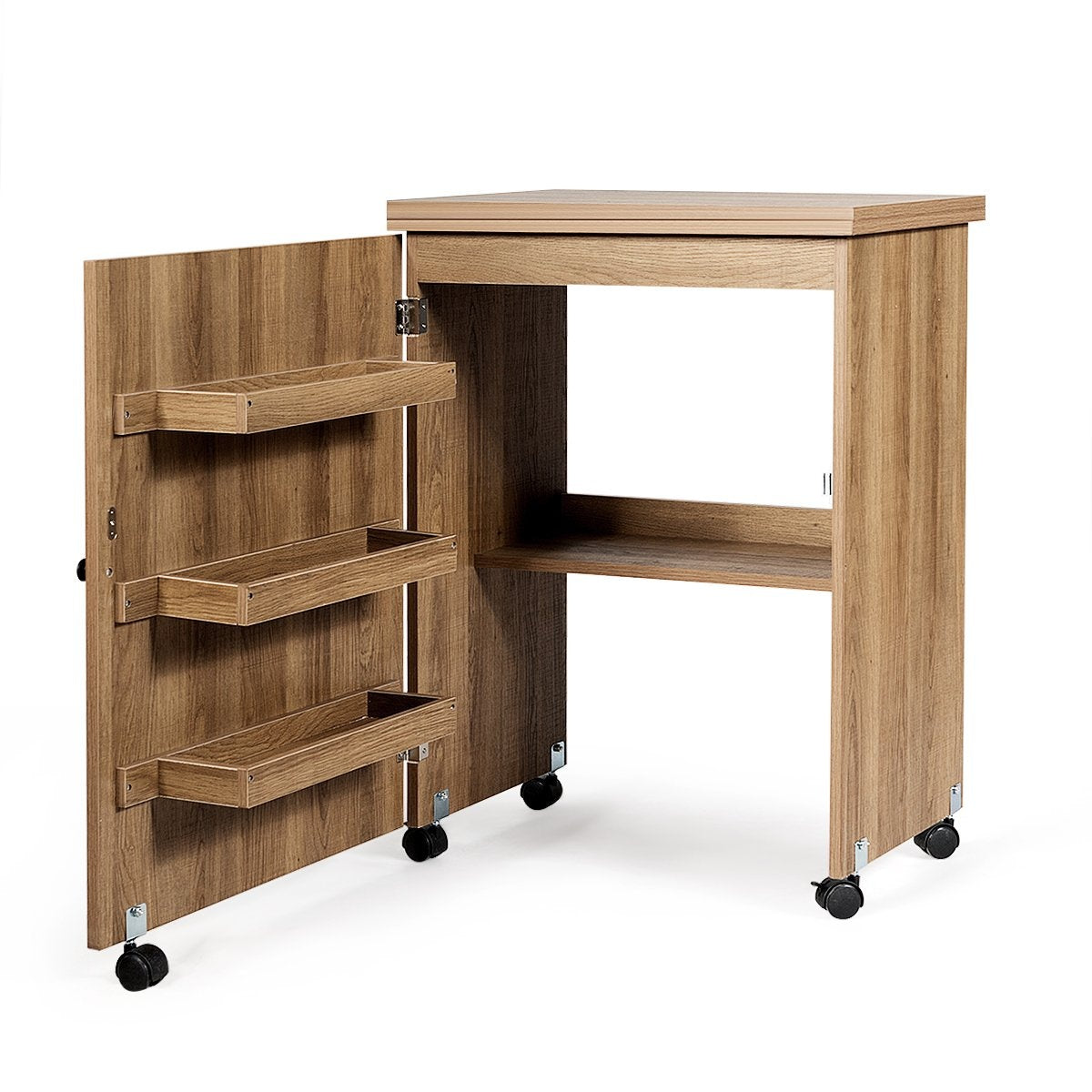 Sewing machine table Foldable sewing table with storage compartments 118.5 x 40 x 79.5 cm Natural