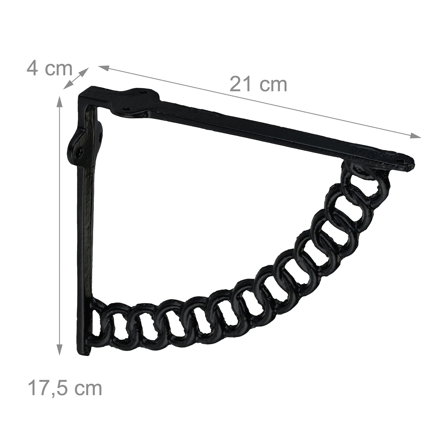 Shelf Brackets, Chain Design, Cast Iron, Set of 2