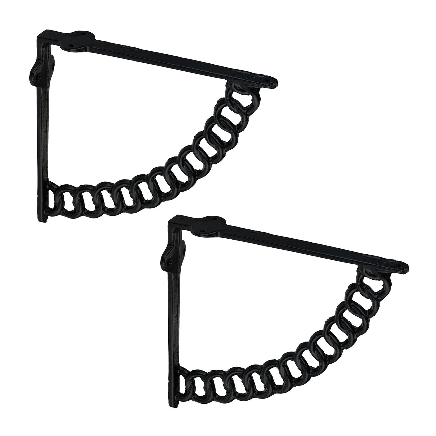 Shelf Brackets, Chain Design, Cast Iron, Set of 2