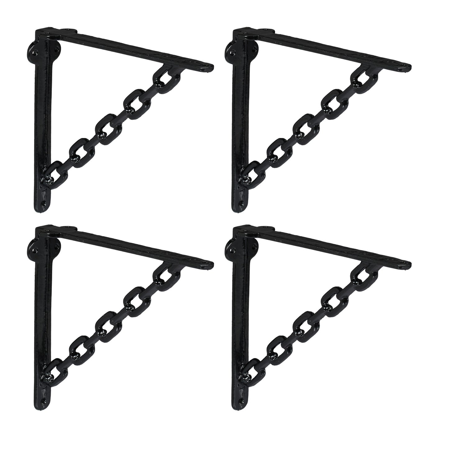 Shelf Brackets, Chain Design, Cast Iron, Set of 4