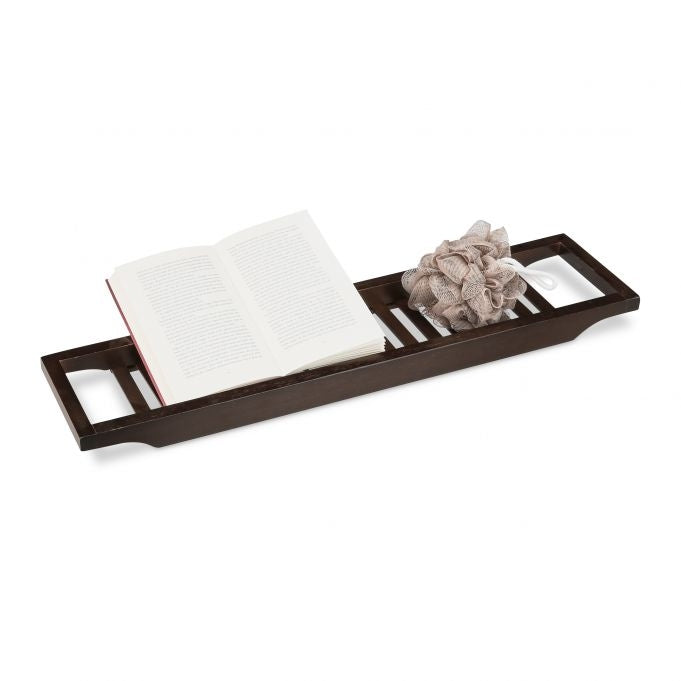 Shelf for bathtub bamboo brown lacquered
