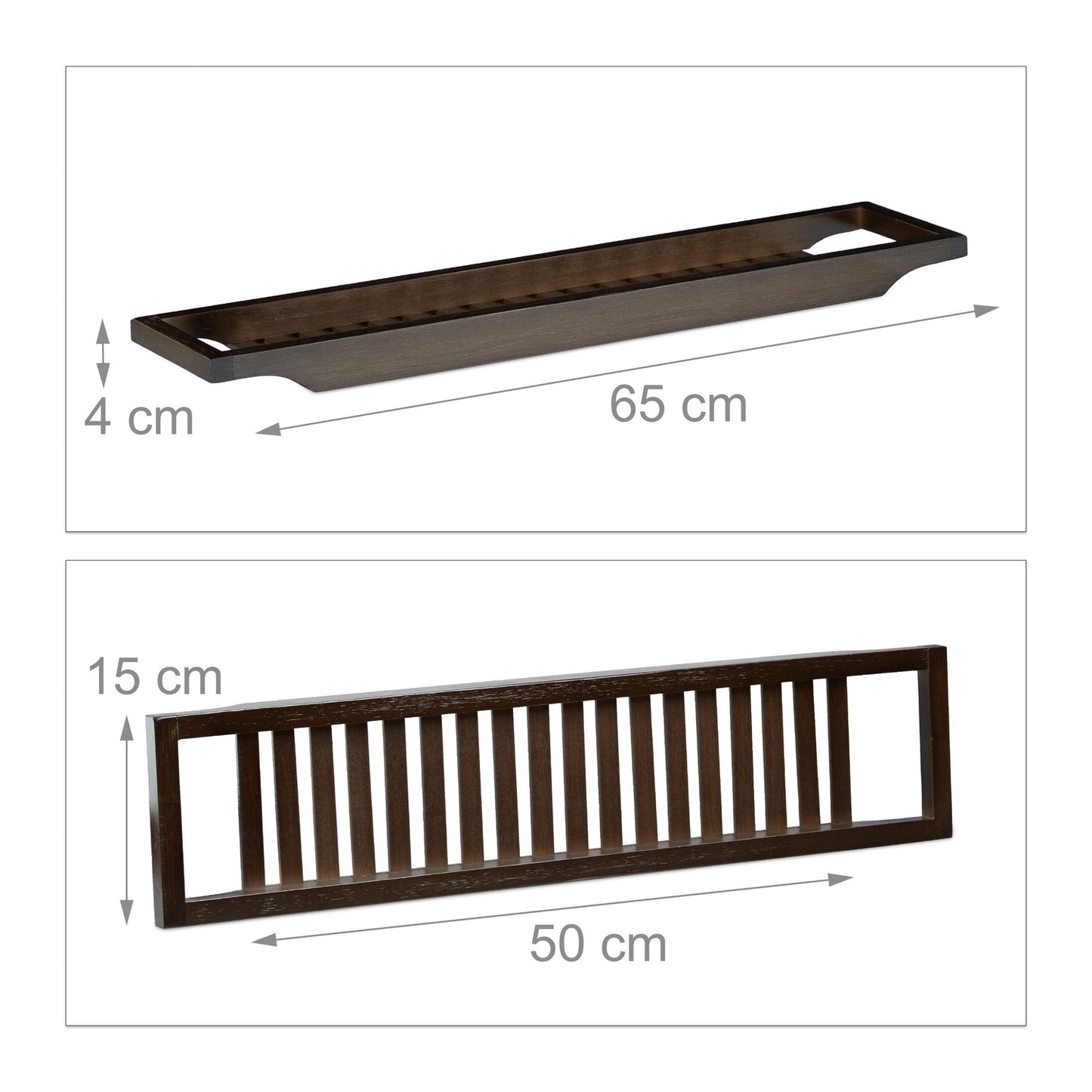Shelf for bathtub bamboo brown lacquered