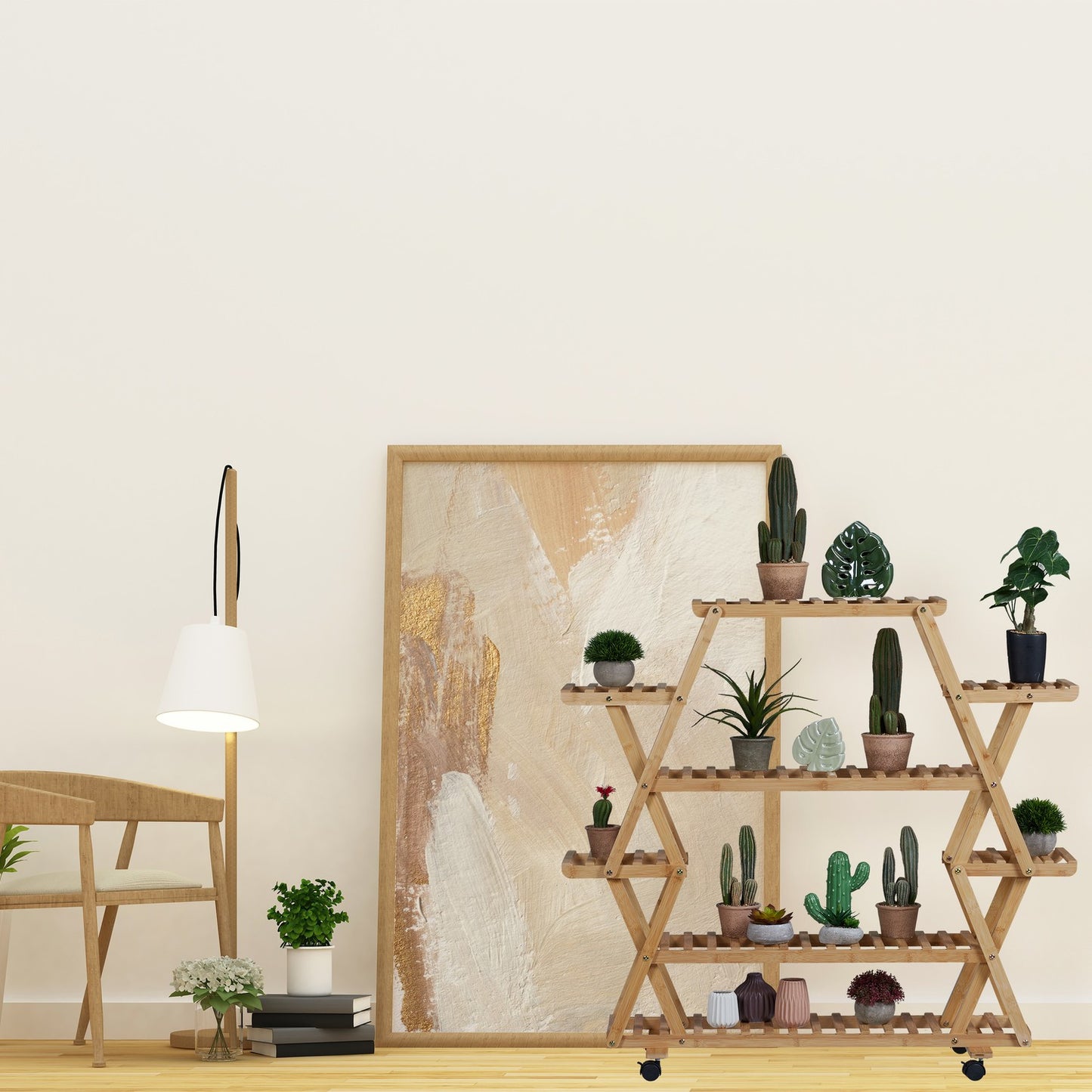 Shelf for plants in bamboo