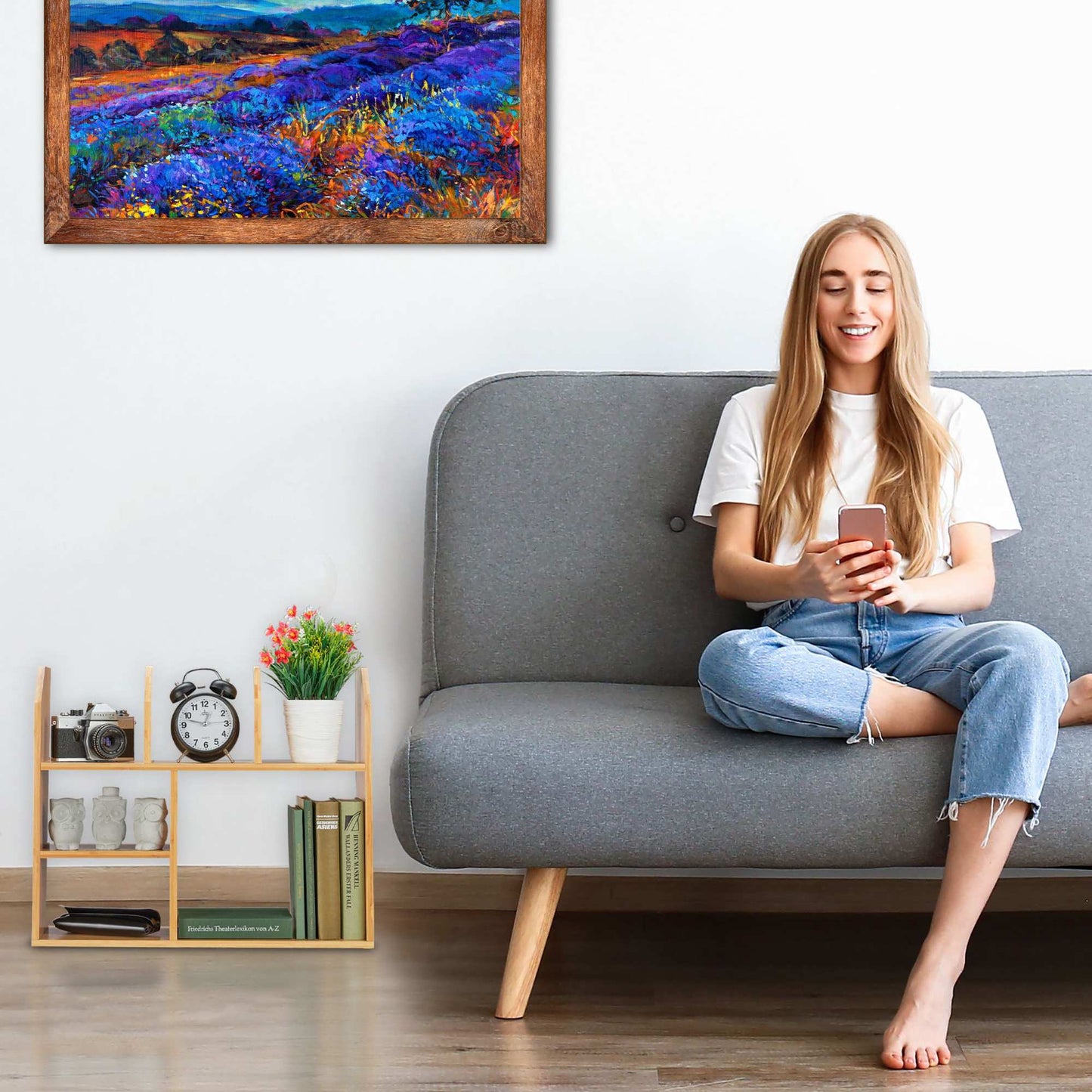 Shelf in bamboo 6 compartments