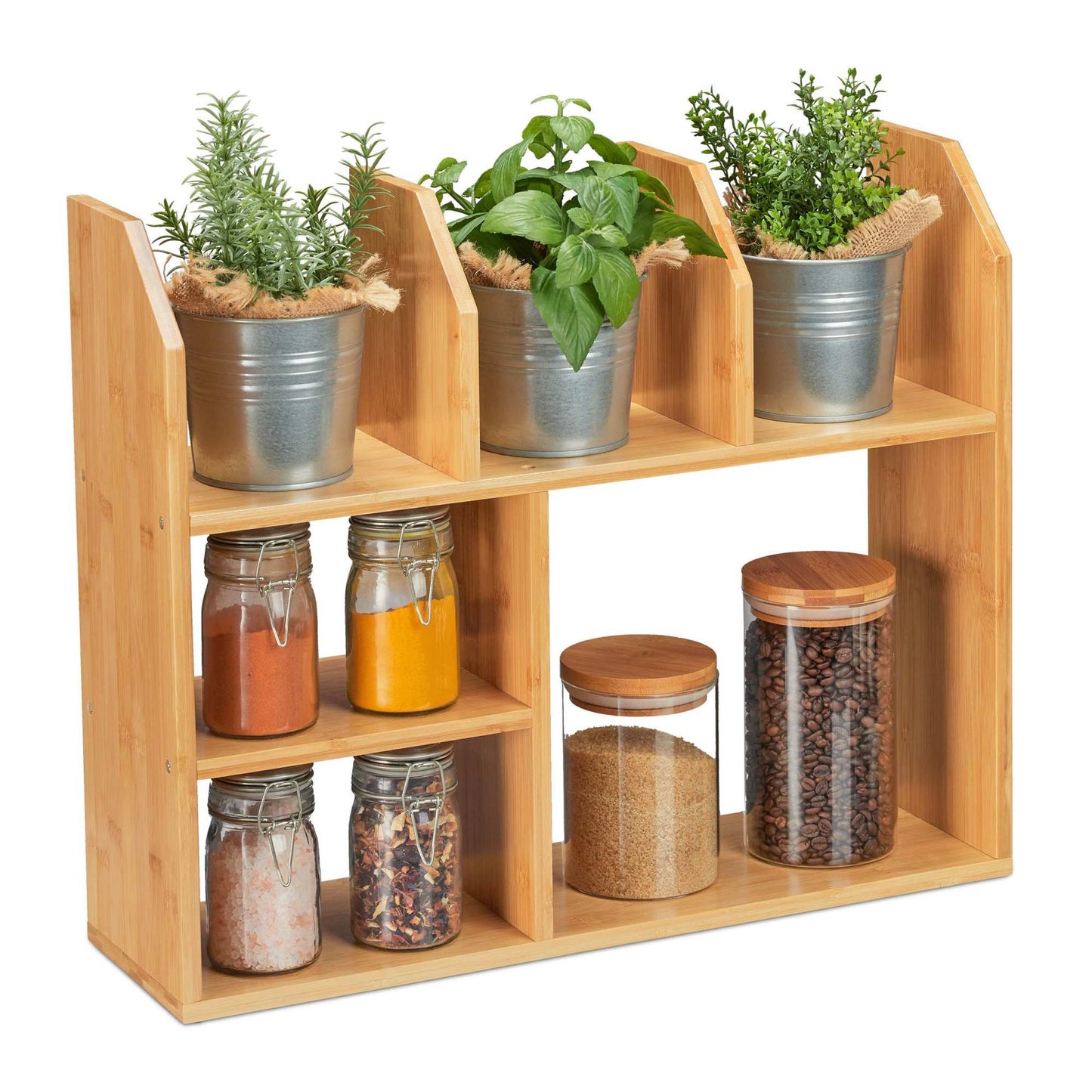 Shelf in bamboo 6 compartments