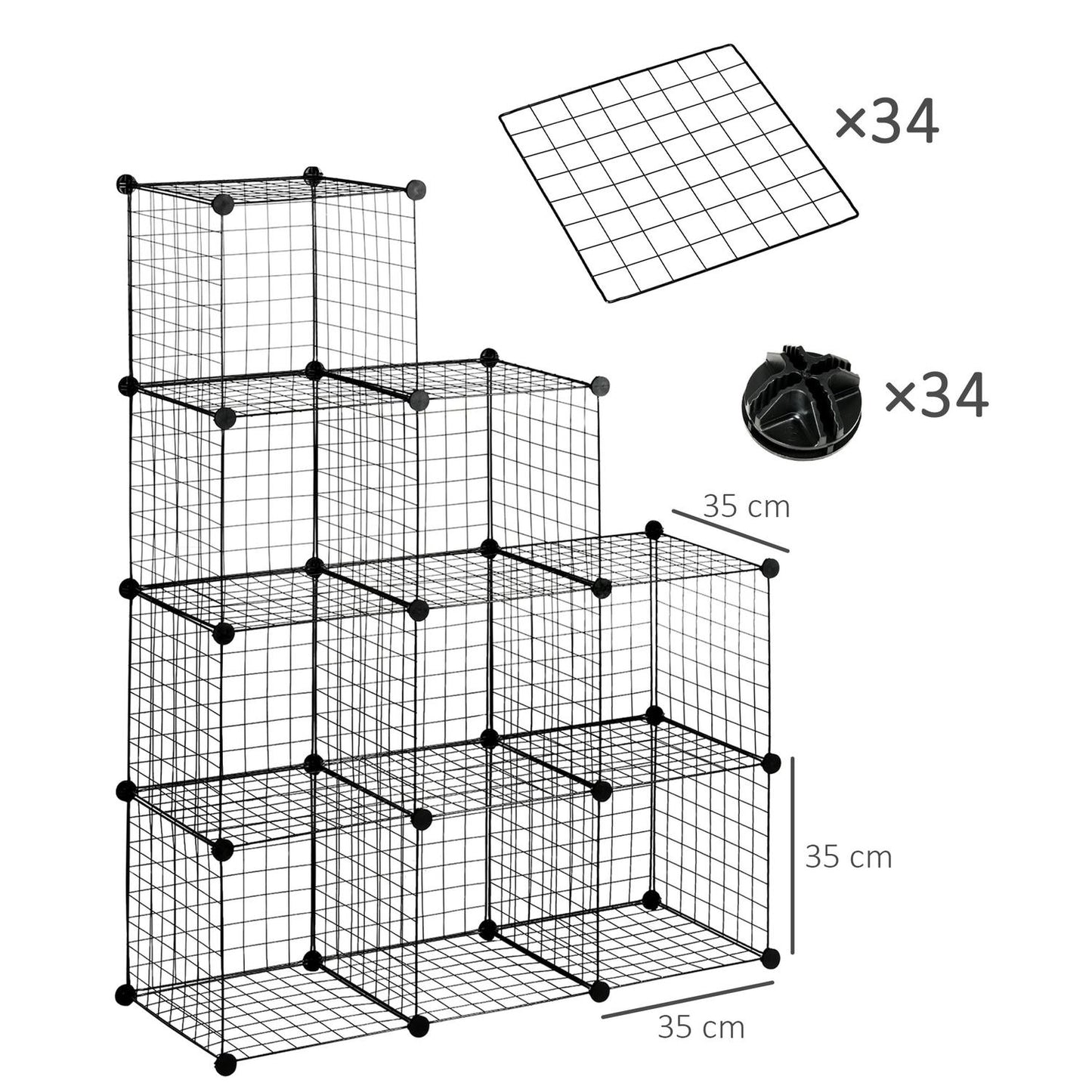 DIY Wire Shelving System, 9 Compartment Shoe Rack, Black
