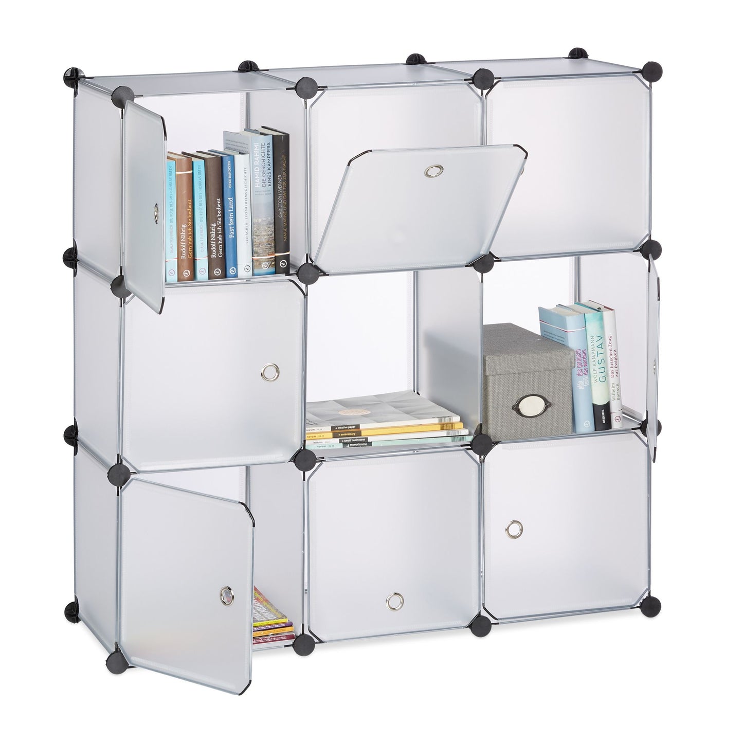 Shelving system with doors