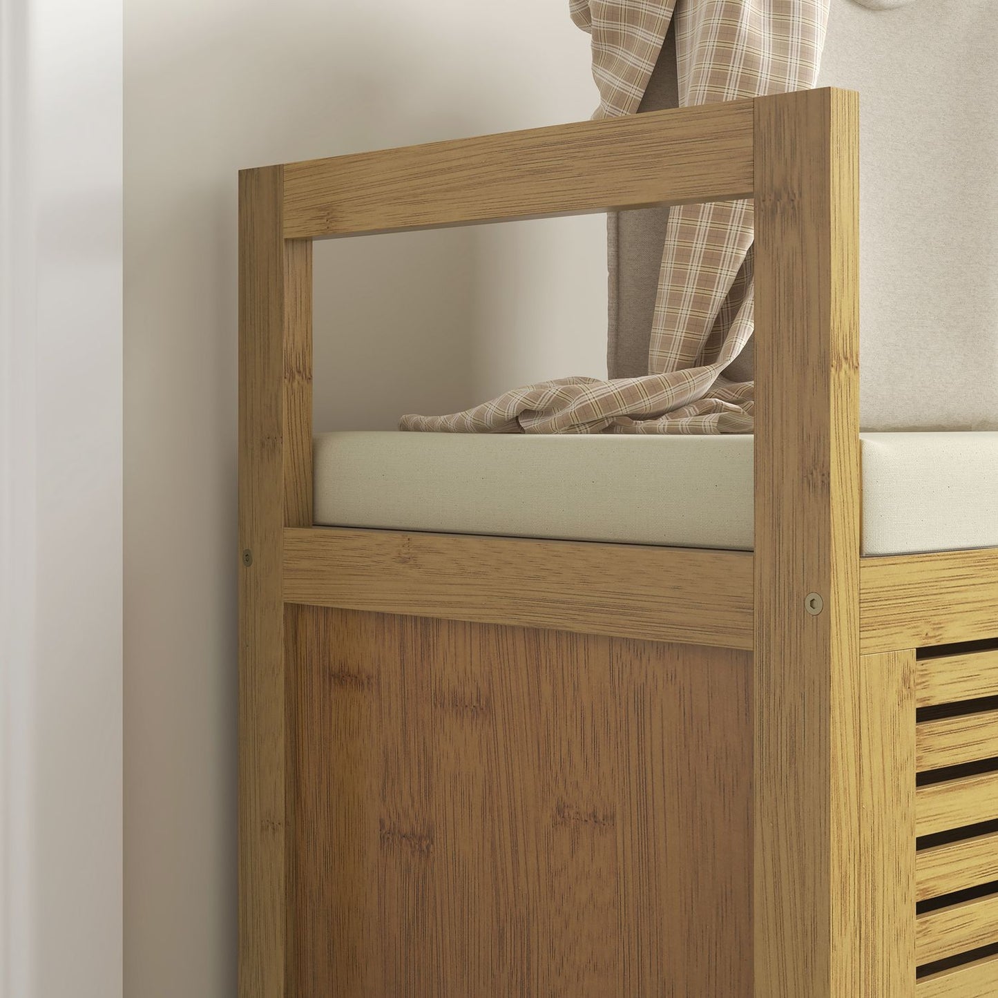 Bamboo Shoe storage bench with folding lid - 100x40x60 cm