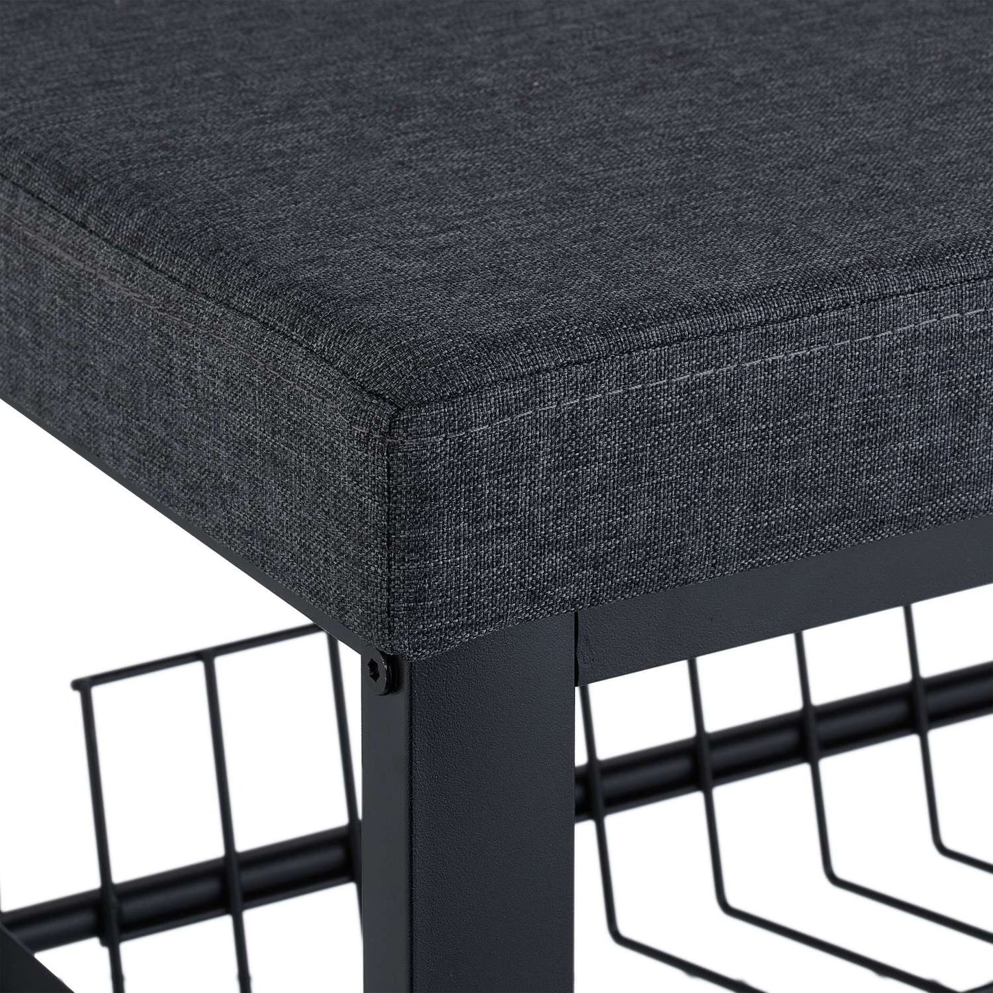 Shoe Bench with Cushion, Metal Frame, 2-Tier Rack